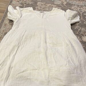 LOFT Off-White V-Neck Mini Dress